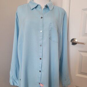 J Jill Sky Blue Button-Up Tunic - Size 2X